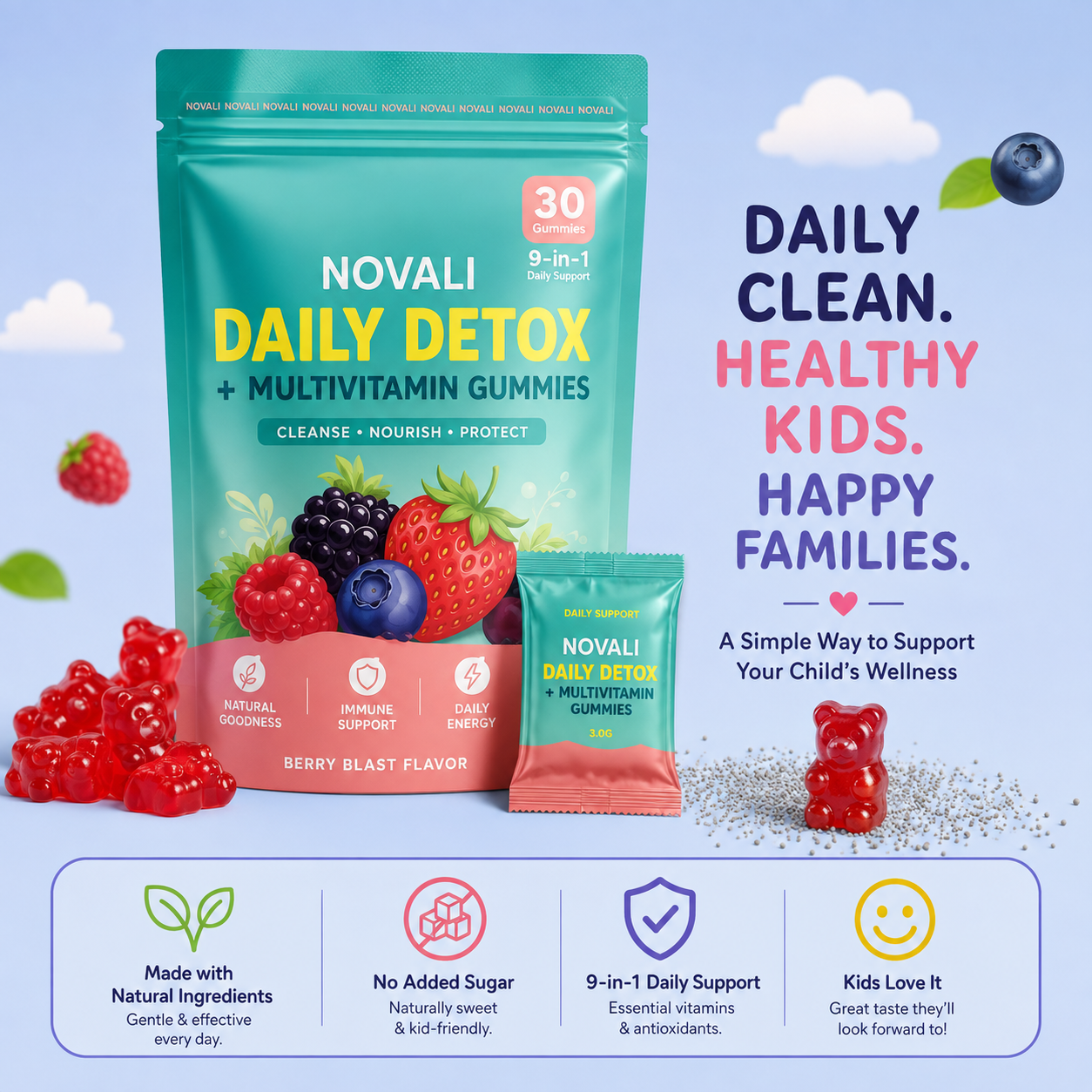 NOVALI – Kids Detox & Multivitamin Gummies